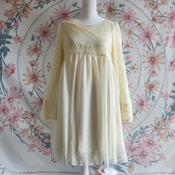 Axes Femme Babydoll Empire Highwaist Dress Gown Harajuku J Fashion Cream Cottage - Picture 2 of 16